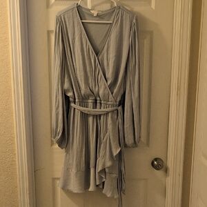 LC Lauren Conrad Baby Blue Wrap Around Dress With Ruffles